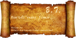 Bartánusz Timur névjegykártya